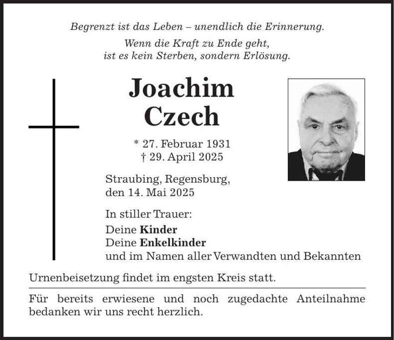 Traueranzeige Joachim Czech