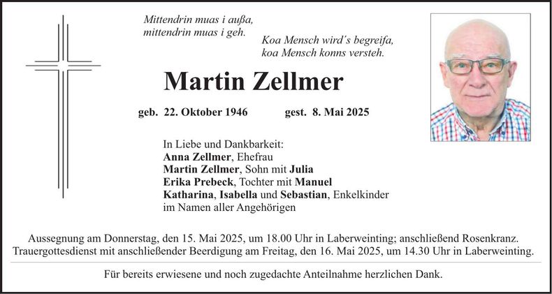 Traueranzeige Martin Zellmer