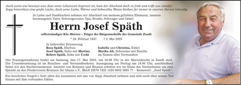 Traueranzeige Josef Späth