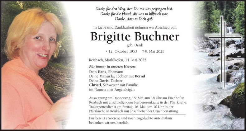 Traueranzeige Brigitte Buchner
