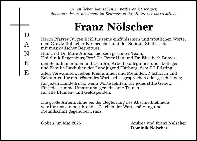 Traueranzeige Franz Nölscher