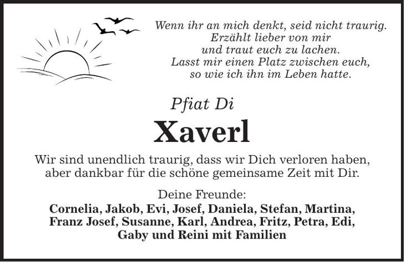 Traueranzeige Xaver Fleischmann