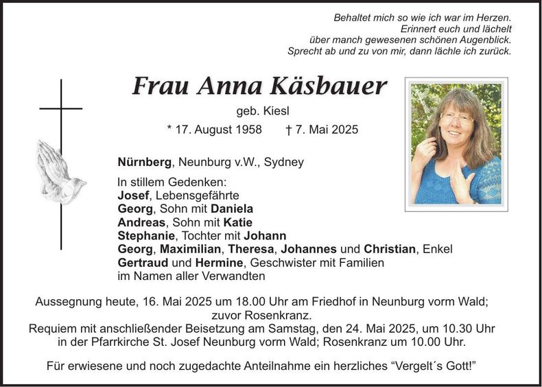 Traueranzeige Anna Käsbauer
