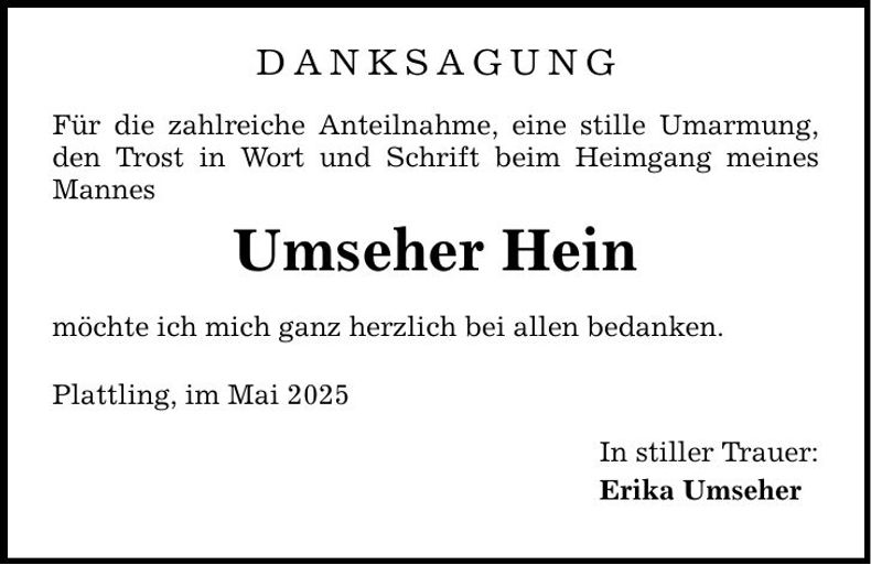 Traueranzeige Hein Umseher