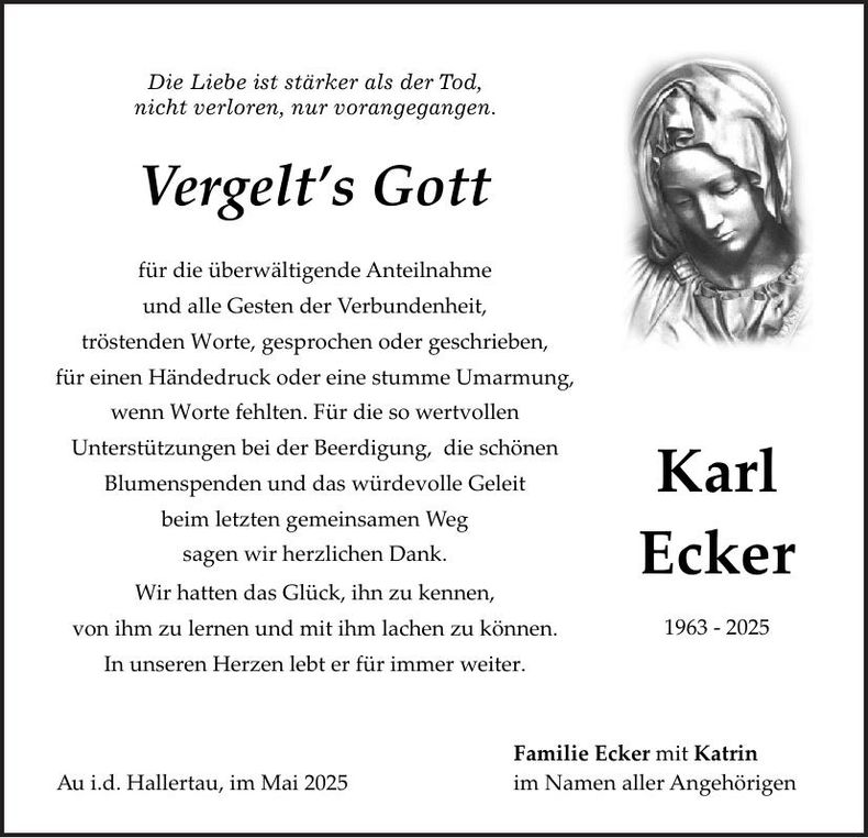 Traueranzeige Karl Ecker