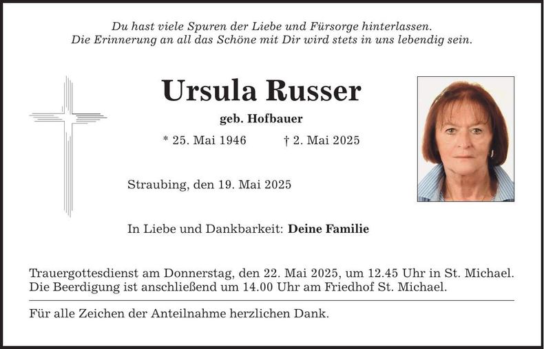 Traueranzeige Ursula Russer