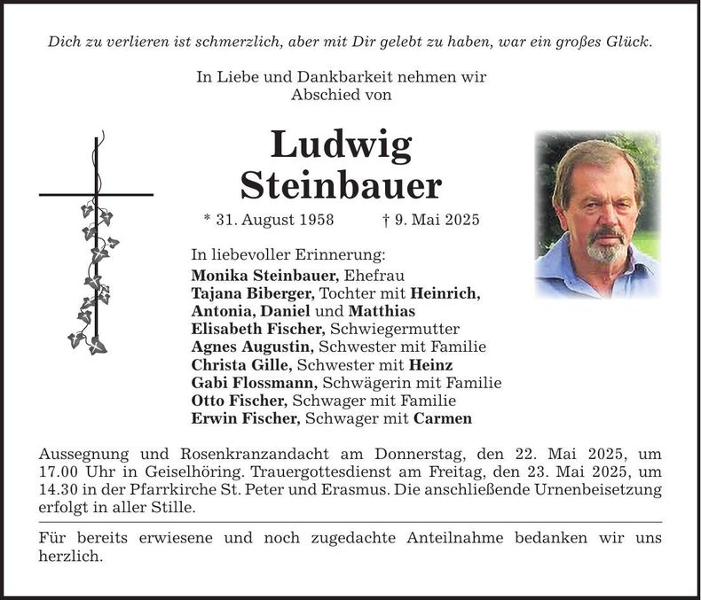 Traueranzeige Ludwig Steinbauer