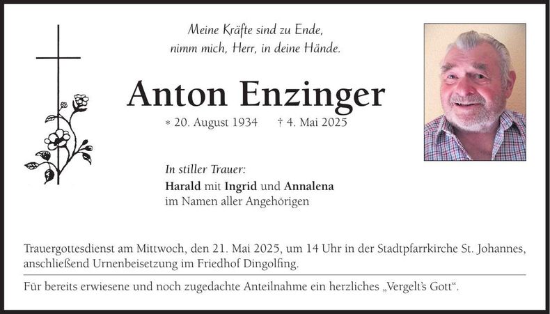 Traueranzeige Anton Enzinger