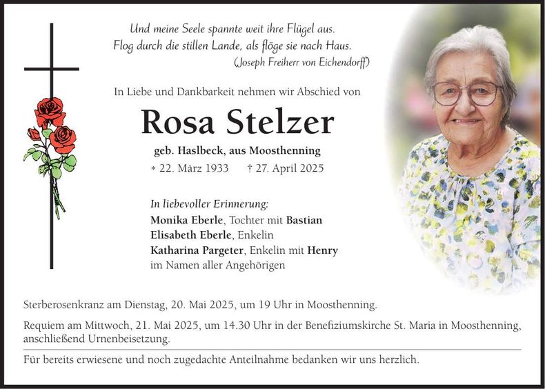 Traueranzeige Rosa Stelzer