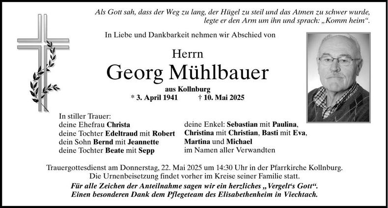 Traueranzeige Georg Mühlbauer