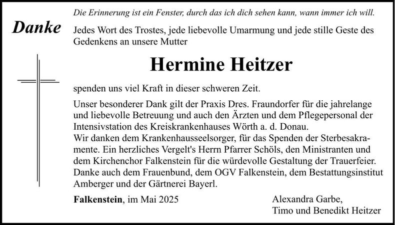 Traueranzeige Hermine Heitzer