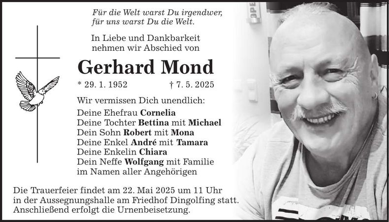 Traueranzeige Gerhard Mond