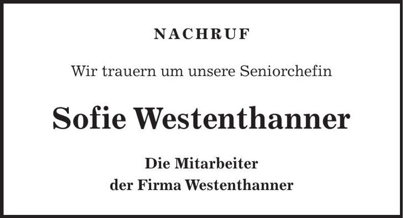 Traueranzeige Sofie Westenthanner