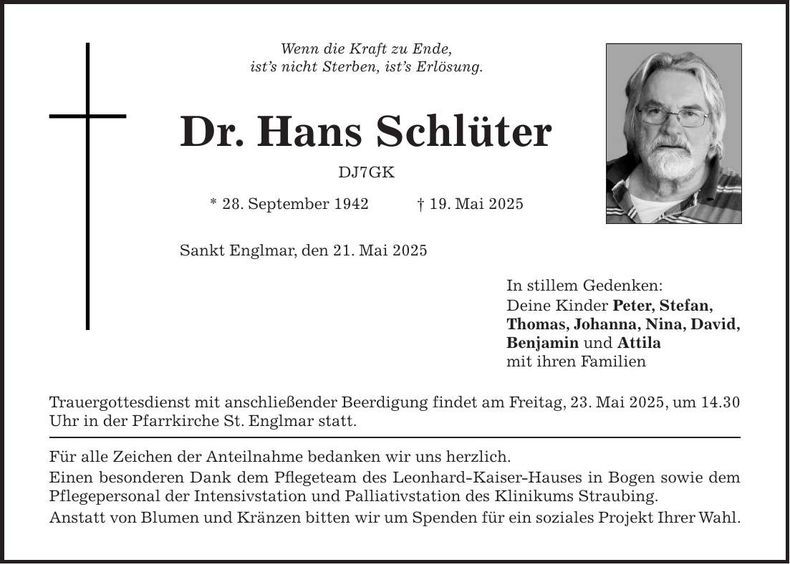 Traueranzeige Hans Schlüter