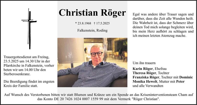 Traueranzeige Christian Röger