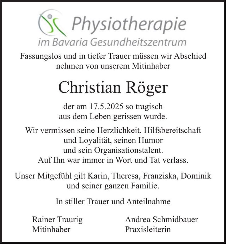 Traueranzeige Christian Röger