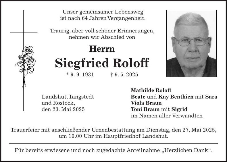 Traueranzeige Siegfried Roloff