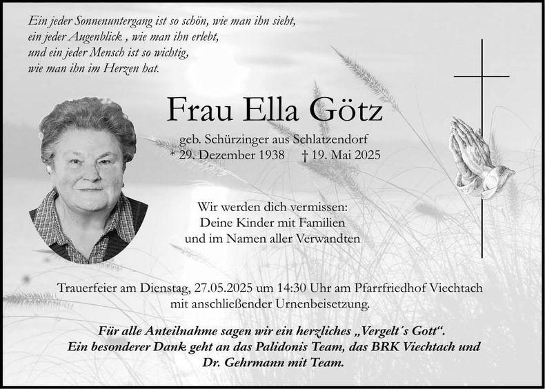 Traueranzeige Ella Götz
