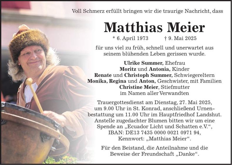 Traueranzeige Matthias Meier