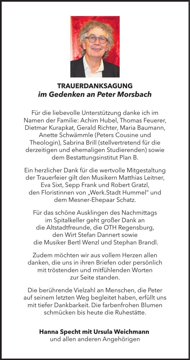 Traueranzeige Peter Morsbach
