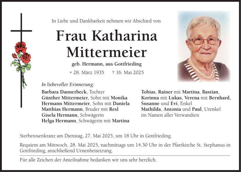 Traueranzeige Katharina Mittermeier