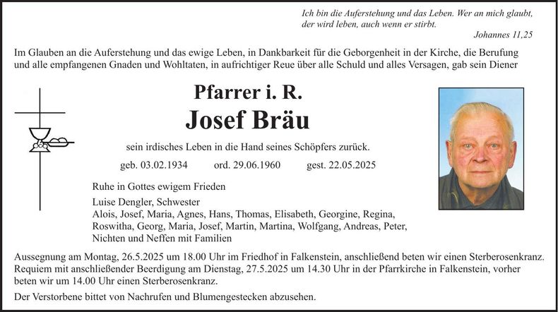 Traueranzeige Josef Bräu