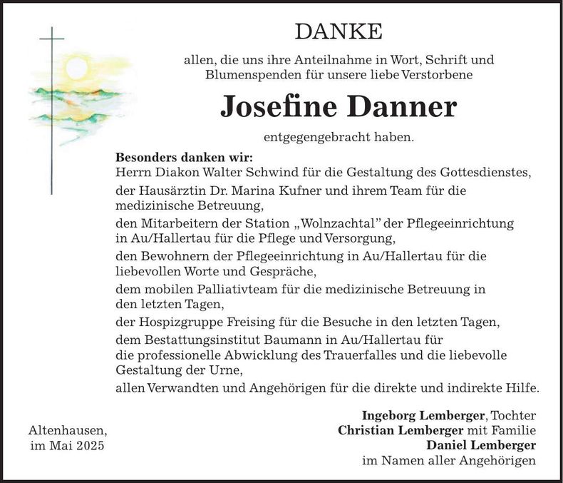 Traueranzeige Josefine Danner