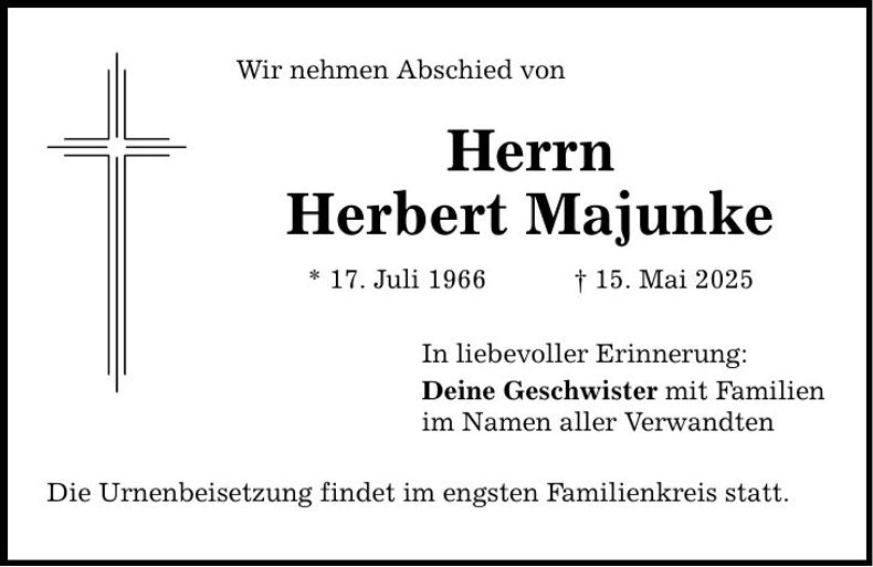 Traueranzeige Herbert Majunke
