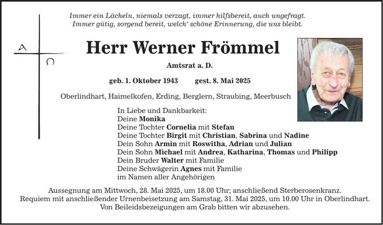 Traueranzeige Werner Frömmel