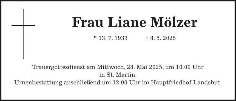 Traueranzeige Liane Mölzer