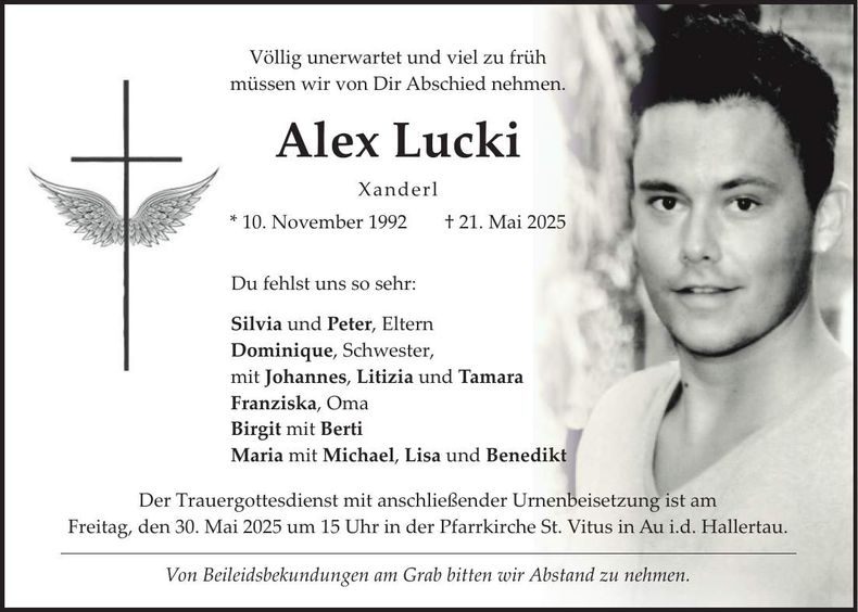 Traueranzeige Alex Lucki