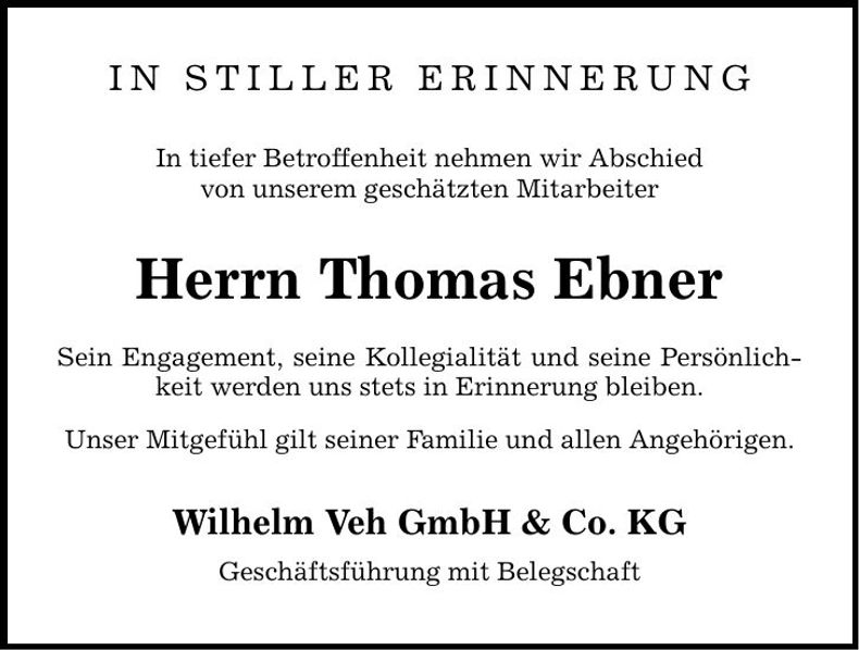 Traueranzeige Thomas Ebner