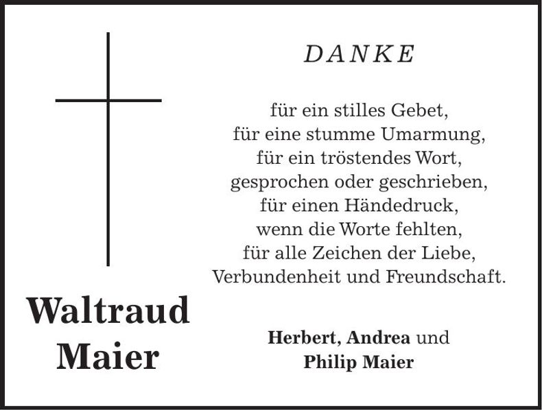 Traueranzeige Waltraud Maier