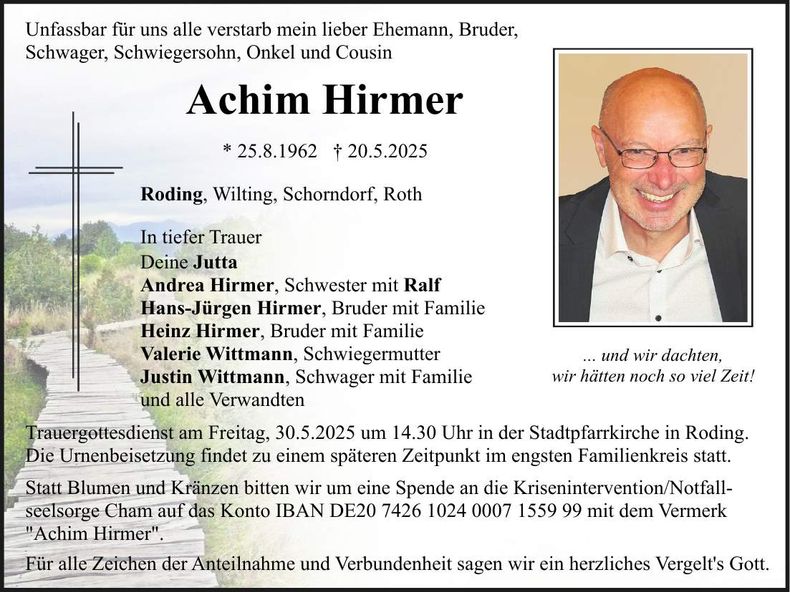 Traueranzeige Achim Hirmer