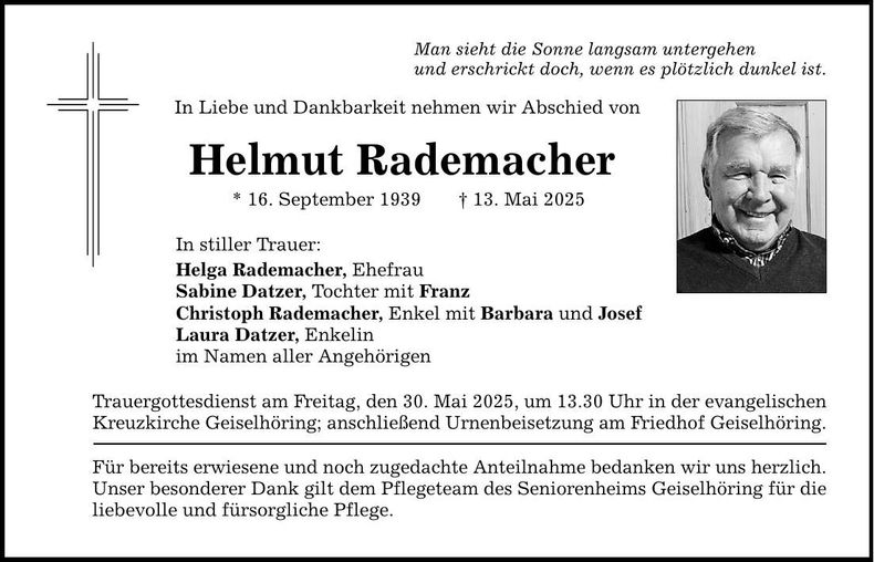 Traueranzeige Helmut Rademacher