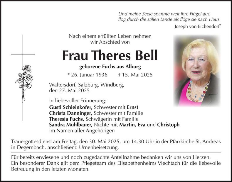 Traueranzeige Theres Bell