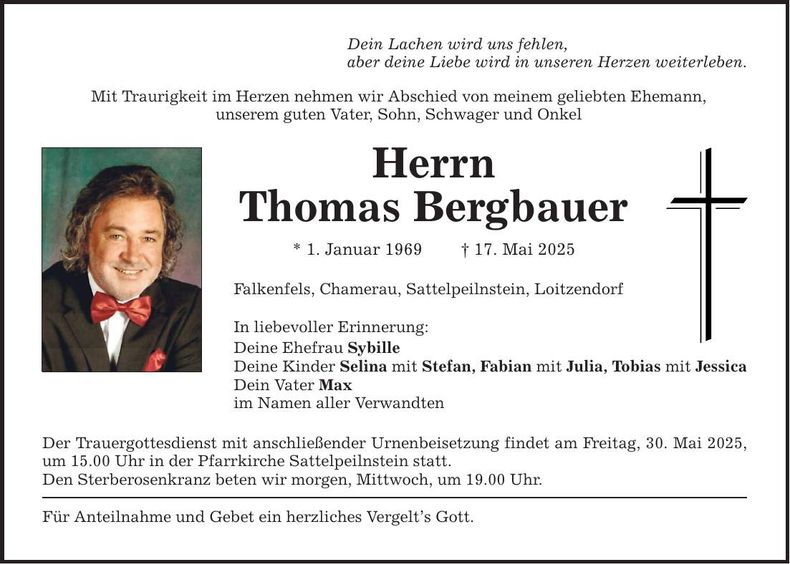 Traueranzeige Thomas Bergbauer