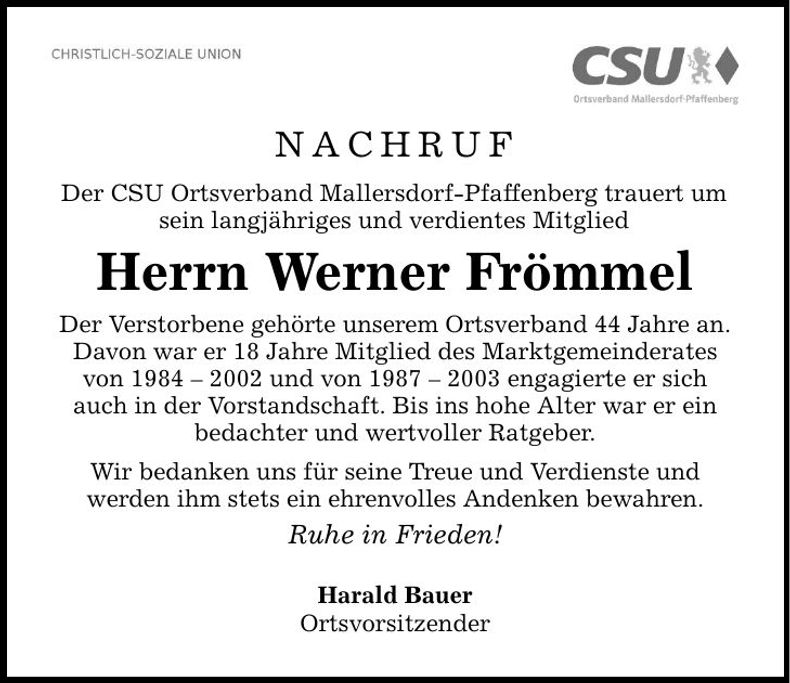 Traueranzeige Rpbert Daffner