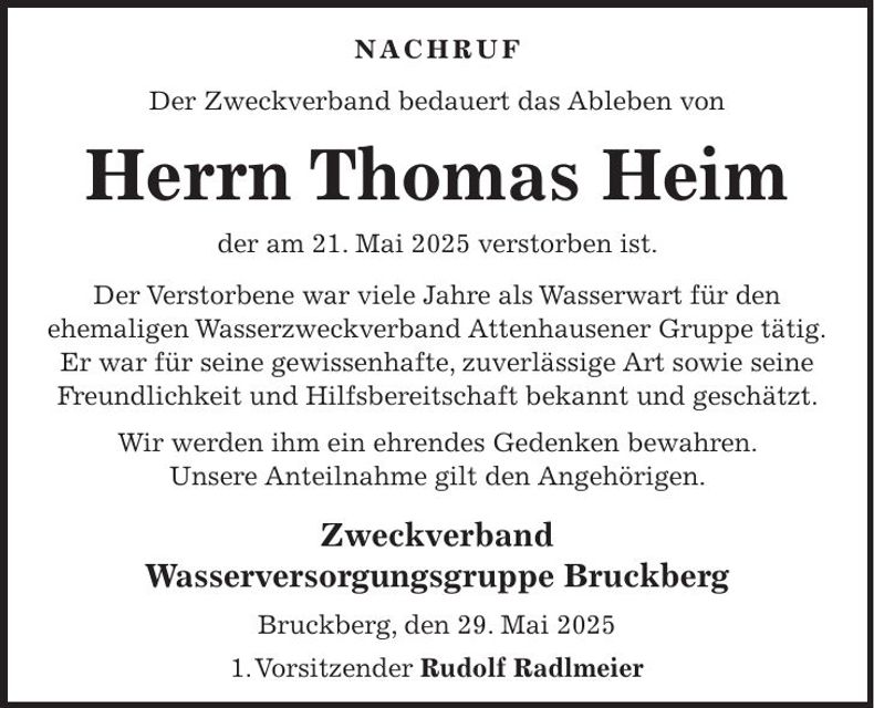 Traueranzeige Thomas Heim