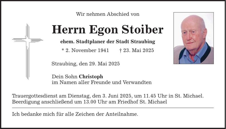 Traueranzeige Egon Stoiber
