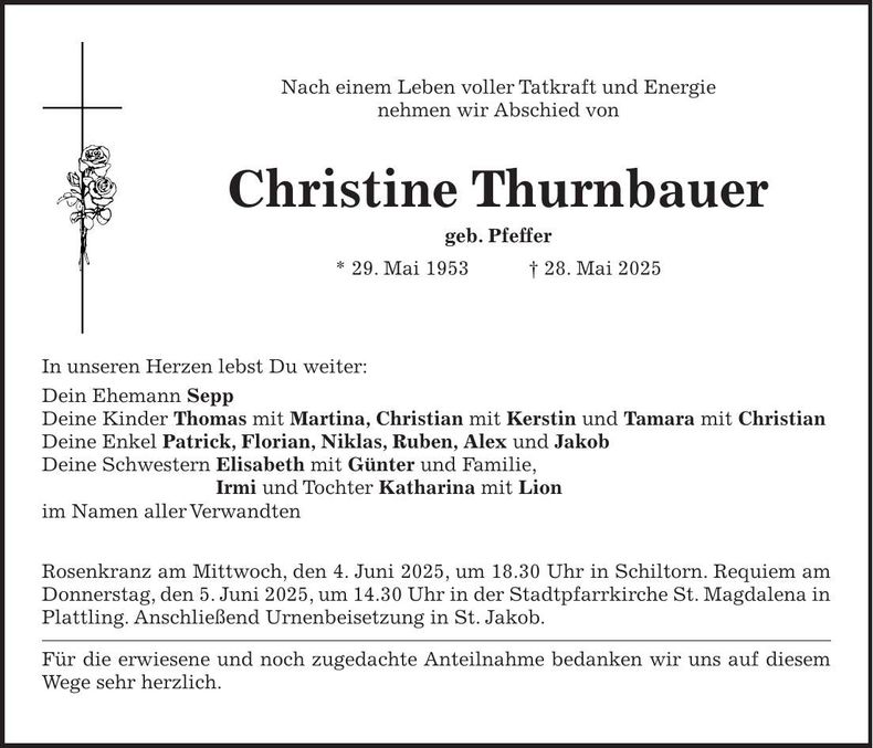 Traueranzeige Christine Thurnbauer