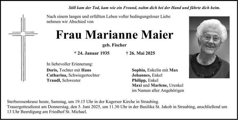 Traueranzeige Marianne Maier