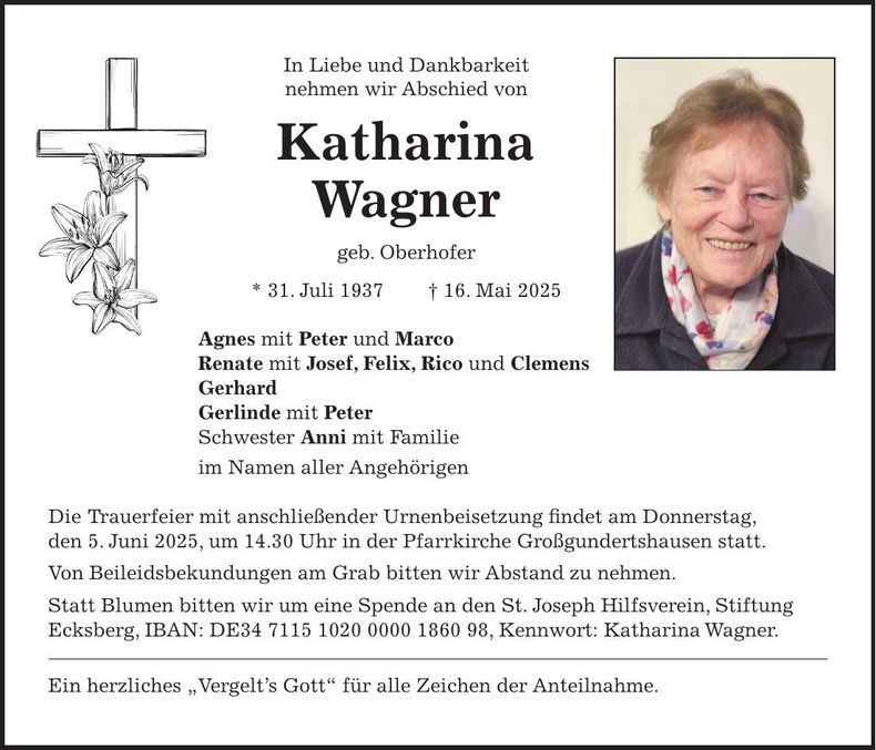 Traueranzeige Katharina Wagner