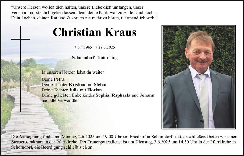 Traueranzeige Christian Kraus