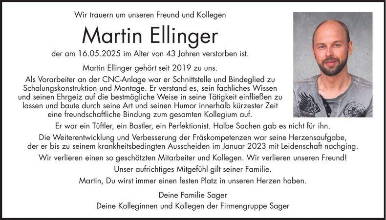 Traueranzeige Martin Ellinger