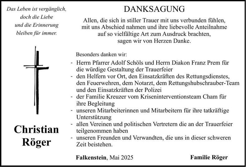 Traueranzeige Christian Röger