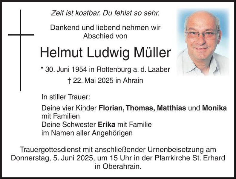 Traueranzeige Helmut Ludwig Müller