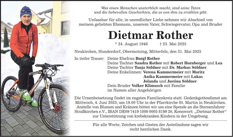 Traueranzeige Dietmar Rother