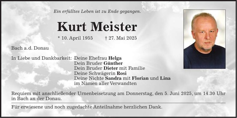 Traueranzeige Kurt Meister