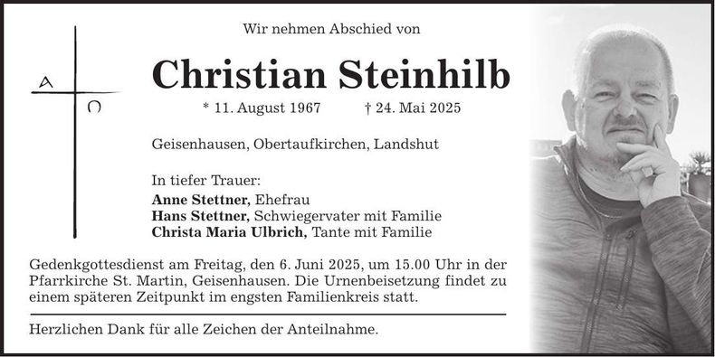 Traueranzeige Christian Steinhilb